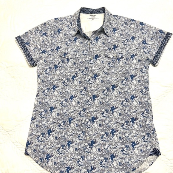 NWT COTTON SOFT RELAXED FLORAL PRINT SHIRT SLEEVE BUTTON UP SHIRT - Picture 13 of 15